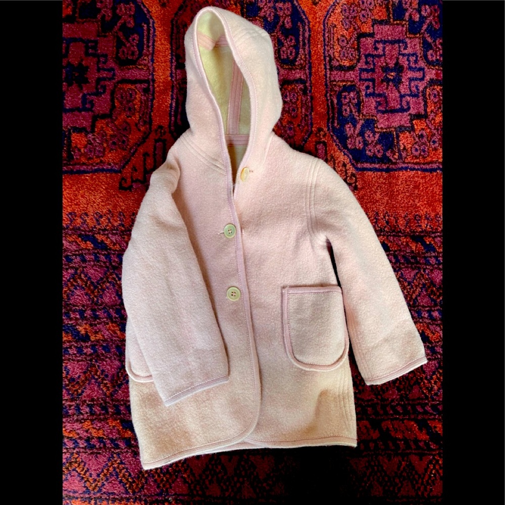 Sweet little girls pale pink boiled wool jacket